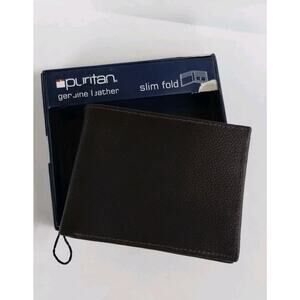 Puritan New In Box Genuine Leather BROWN Bi-fold Classic Minimalist Wallet